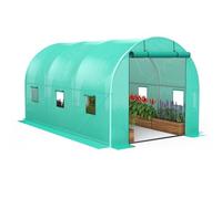 Garvee Serre Tunnel Professionnelle pour Jardin - Structure Acier galvanisé Robuste - Bâche PE Verte 140g - 2 Portes zippées - 6 fenêtres moustiquaires - Idéale Culture Plantes, légumes, hivernage -