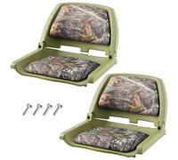 Garvee Sièges pliables ergonomiques pour bateau - Lot de 2 chaises à dossier bas, rembourrage épais, imperméables, idéales pêche, croisière, speedboat - Camouflage