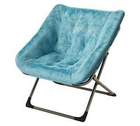 Garvee Silla Plegable Tipo Luna Para Adultos, Sillón Lounge Cómodo Con Estructura De Acero y Pelo Sintético Suave, Sin Montaje, Para Salón, Dormitorio o Apartamento, Verde
