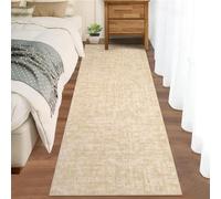 Garvee Solid Runner Rug 3x5 Runners for Hallways, Non Slip Kitchen Rugs Modern Faux Wool Bathroom Rug Runners Indoor, Modern Abstract Carpet for Hall Kitchen Bedroom,Brown Tone