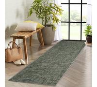 Garvee Solid Runner Rug 4x6 Washable Runners for Hallways, Non Slip Kitchen Rugs Modern Faux Wool Bathroom Rug Runners Indoor, Modern Abstract Carpet for Hall Kitchen Bedroom,Green Tone