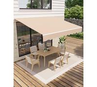 Garvee Store banne articulé extensionérieur 350x250cm - Protection UV50+, imperméable - Longueur et Inclinaison réglables - Manivelle, Support fresque - Idéal terrasse, Balcon - Kaki, 11,5x8FT