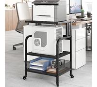 Garvee Support d’Imprimante avec étagère De Rangement, Chariot De Bureau Roulant à 3 Étages, Prises Électriques Et USB Intégrées, Organisation Et Présentation pour Espaces Restreints. Noir
