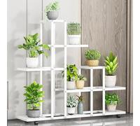 Garvee Support de Rangement Peinture Murale pour Garage - Étagère à Plantes d’Angle sur roulettes, Multi-Niveaux, pour Salon, Balcon, Jardin ou Chambre - Motif H9036 Blanc filé