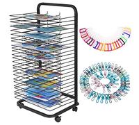 Garvee Support De Séchage d'art Mobile, 25 Étagères Amovibles en Métal, roulettes Verrouillables, Montage Mural Possible, Rangement pour Salle De Classe, Studio d'art