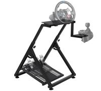 Garvee Support de Volant de Course Pliable X-Type, Tube Carré, Noir | Acier Carbone, Réglable, Compatibilité PS5, Xbox, PC, Support Levier Vitesse, Porte-Gobelet, Siège, Idéal Cockpit Simulation