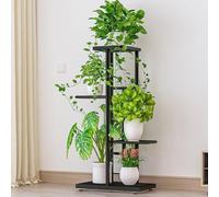Garvee Support pour fleurs et plantes, tabouret à fleurs, haut, en métal, avec 4 niveaux, étagère à plantes, peu encombrant, décoratif, pour intérieur, salon, balcon et coin,noir