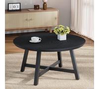 Garvee Table Basse De Salon Ronde, Table Basse 91 cm avec Pieds en x Renforcés, Meuble De Salon en Bois, Design Industriel, Charge Max 100 kg