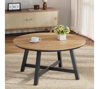 Garvee Table Basse De Salon Ronde, Table Basse 91 cm avec Pieds en x Renforcés, Meuble De Salon en Bois, Design Industriel, Charge Max 100 kg