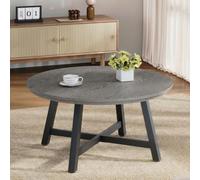 Garvee Table Basse De Salon Ronde, Table Basse 91 cm avec Pieds en x Renforcés, Meuble De Salon en Bois, Design Industriel, Charge Max 100 kg