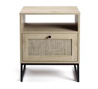 Garvee Table Basse en rotin Style Bohème - Chêne Clair avec tiroir & étagère, Pieds Hauts Compatible Robot aspirateur, Polyvalente pour Salon/Chambre