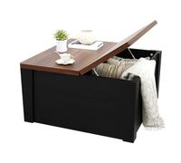 Garvee Table Basse Relevable 2-En-1, Rangement Caché, MDF Épais, 80*80*41cm | Charge maximale 69kg, double plateau à vérin gaz, structure MDF épais et métal stable, grand rangement caché
