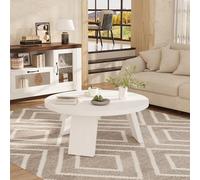 Garvee Table Basse Ronde Moderne 85 cm，Meuble de Salon en Bois, Table de Salon Pieds Inclinés, Montage Facile, pour Salon, Chambre, Bureau, Blanc