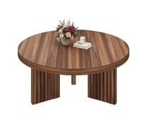 Garvee Table Basse Ronde pour Salon, Table D'appoint Moderne avec Pieds Cannelés, Table en Bois pour Petits Espaces, Montage Facile