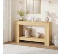 Garvee Table Console 120 cm, Table d’Entrée Longue 2 Niveaux avec Rangement, Style Fermier, en Bois Naturel pour Salon, Couloir, Hall d’Entrée
