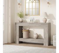 Garvee Table Console 120 cm, Table d’Entrée Longue 2 Niveaux avec Rangement, Style Fermier, en Bois Naturel pour Salon, Couloir, Hall d’Entrée