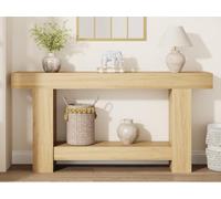 Garvee Table Console 160 cm, Table d’Entrée Longue 2 Niveaux avec Rangement, Style Fermier, en Bois Naturel pour Salon, Couloir, Hall d’Entrée