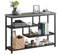 Garvee Table Console à 4 Niveaux, Table d'Entrée Étroite, Gris | Étagères en Verre Et Cadre en Métal, Bout De Canapé, 100x30x75 cm pour Entrée, Salon