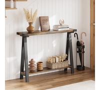 Garvee Table Console étroite 2 Niveaux pour canapé - Cadre métal Robuste, Pieds en V, étagère Rangement - Design Industriel, idéale entrée, Salon, Chambre - 110 cm - Rétro