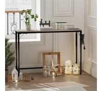 Garvee Table console étroite avec station de facturer, 2 prises & 2 ports USB - Métal & MDF, design industriel - 100x23x80 cm - Idéale entrée, salon, bout de canapé - Gris vintage & noir - Gris, prise