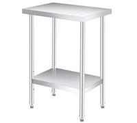Garvee Table d’appoint externeérieure en Acier Inoxydable - 2 Niveaux réglables Robustes - Facile à Nettoyer, étagère de Rangement et roulettes verrouillables - Idéale pour Jardin, Patio, Cuisine ou