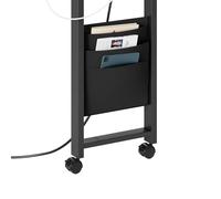 Garvee Table d’appoint rotative 360° avec Station de Charge - 6 roulettes verrouillables et Sac de Rangement - Design Mobile et Compact - Parfaite pour Salon, Chambre ou Bureau - Wood Color