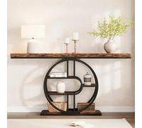 Garvee Table d’Entrée 120 cm, Table Console Industrielle à 5 étagères, Cadre Métallique en o, Rangement Intégré, Design étroit Et Long pour Salon, Couloir, Canapé