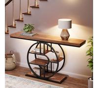 Garvee Table d’Entrée 120 cm, Table Console Industrielle à 5 étagères, Cadre Métallique en o, Rangement Intégré, Design étroit Et Long pour Salon, Couloir, Canapé