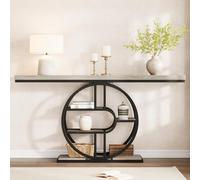 Garvee Table d’Entrée 120 cm, Table Console Industrielle à 5 étagères, Cadre Métallique en o, Rangement Intégré, Design étroit Et Long pour Salon, Couloir, Canapé