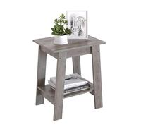 Garvee Table d'appoint Carrée à Deux Niveaux, Petit Table Basse, Table de Chevet avec Étagère Inférieure pour Chambre, Salon 40x30x48 cm