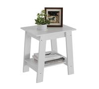 Garvee Table d'appoint Carrée à Deux Niveaux, Petit Table Basse, Table de Chevet avec Étagère Inférieure pour Chambre, Salon 40x30x48 cm