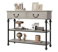 Garvee Table d'Appoint Étroite avec 2 Tiroirs Et 2 Étagères Ouvertes,Console Meuble Rustique, 100 x 30 x 80 cm,Table Console pour Couloir,Salon,Entrée