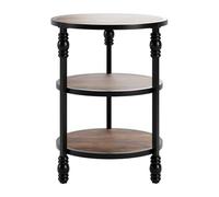 Garvee Table d'Appoint Ronde à 3 Niveaux, Table Basse, Table De Canapé, Petite, en Bois Et Métal, Table De Chevet De Style Industriel pour Salon Et Chambre