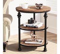 Garvee Table d'Appoint Ronde en Bois, Table Basse à 3 Niveaux, Design Industriel, Montage Facile pour Salon Ou Chambre, Ø45 x 60 cm