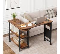 Garvee Table De Console Tournante 360°, Meuble Console 2 Niveaux avec Station De Charge Et Roues Verrouillables, pour Salon, Chambre Ou Bureau, 90 x 30 x 69 cm