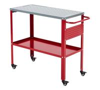 Garvee Table de soudage mobile en acier 36x18 Pouces - Capacité 1200 lbs - Plateau avec 8 emplacements outils - Trous fixation 1/2" et 5/8" - 4 roulettes avec freins - Plateau à outils - Pour soudure