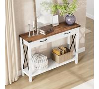 Garvee Table d'Entrée avec 2 Tiroirs, Table De Console Design Industriel Et Compact, Meuble Console en Bois 110 x 30 x 80 cm