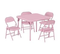 Garvee Table et 4 Chaises Enfant Pliantes,Table Carrée 60x40x47cm Chaises | Rembourrées En Cuir PU, Structure Métal, Mobilier Compact Pour Repas, Jeux, Dessin Et Apprentissage, Crèche t Maison