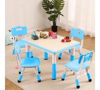 Garvee Table et chaises évolutives pour Enfants, Set Multifonctionnel avec Table à Dessin et 4 chaises antidérapantes, Design Ergonomique Bleu, Idéal pour Bricolage, Apprentissage et Jeux à la Maison