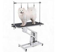 Garvee Table Toilettage Hydraulique Chien 159kg Hauteur Réglable | Système Hydraulique à Pdale | Plateau Antidérapant | Bras Ajustable avec Sangle | Usage Professionnel ou à la Maison