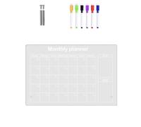 Garvee Tableau calendrier en acrylique transparent avec support - Surface effaçable à sec - Planification mensuelle idéale pour bureau, maison ou école - Inclus 6 marqueurs - Modèle TYU309