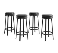 Garvee Tabouret De Bar Pivotant sans Dossier - Assise Ronde Rembourrée en Cuir PU - Structure Métal Robuste - Hauteur 76 cm - Idéal Cuisine Ou Bar à Domicile - Noir Ou Marron