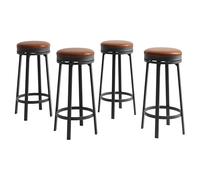 Garvee Tabouret De Bar Pivotant sans Dossier - Assise Ronde Rembourrée en Cuir PU - Structure Métal Robuste - Hauteur 76 cm - Idéal Cuisine Ou Bar à Domicile - Noir Ou Marron