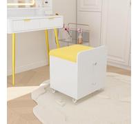 Garvee Tabouret De Coiffeuse avec Rangement - Pouf Moderne en Simili Cuir avec Tiroir Caché, roulettes Pivotantes, Siège Rembourré Compact pour Chambre, Salon Ou Dressing