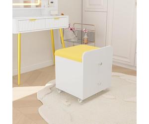 Garvee Tabouret De Coiffeuse avec Rangement - Pouf Moderne en Simili Cuir avec Tiroir Caché, roulettes Pivotantes, Siège Rembourré Compact pour Chambre, Salon Ou Dressing