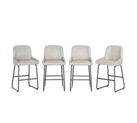 Garvee Tabourets De Bar 4 Places Hauteur Comptoir - Cuir PU sans Accoudoirs avec Repose-Pieds - Design Moderne pour Cuisine Et Îlot Central - Gris Ou Noir