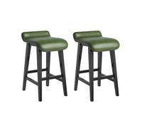 Garvee Tabourets de Bar extensionérieurs Modernes 66,5 cm - Similicuir Vert foncé, Assise rembourrée, Dossier Bas, Repose-Pieds, Pieds Bois Massif - Idéal Jardin, Cuisine - Lot de 2, Couleur : Vert