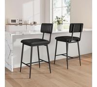 Garvee Tabourets de Bar Haut de Gamme - Lot de 2, Dossier Ergonomique, Repose-Pieds - Assise épaisse en Cuir PU, Pieds métal jusqu'à 400 kg - Facile d'entretien - pour Cuisine ou Bar - Motif Noir