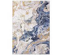 Garvee Tapis Moderne Lavable en Machine à Motif Marbre Abstrait, Tapis Pliable Antidérapant en Velours Doux, Tapis Contemporain à Poils Courts pour Salon, Chambre et Salle à Manger, 160 x 230 cm, Bleu