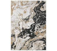 Garvee Tapis Moderne Lavable en Machine à Motif Marbre Abstrait, Tapis Pliable Antidérapant en Velours Doux, Tapis Contemporain à Poils Courts pour Salon, Chambre et Salle à Manger, 120 x 170 cm, Noir